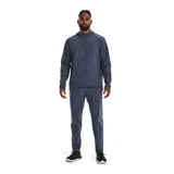 Campera deportiva Under Armour Launch Hooded Jacket, color gris azulado, con cierre frontal completo, capucha y logo en el pecho.