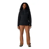 Buzo polar Columbia para mujer, color azul marino, con cuello alto abotonado y logo bordado en el pecho.