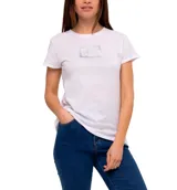 Remera negra de algodón con cuello redondo y logo de CAT estampado en el pecho.