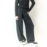 Pantalón de viscosa color marrón, con tiro alto y cordón en la cintura para un ajuste personalizado.
