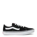 Championes Vans Old Skool UA SK8 unisex, color negro con la icónica Sidestripe blanca en los laterales. Confeccionados en lona y gamuza, con suela waffle de goma.