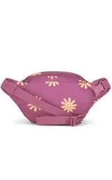 Riñonera JanSport Fifth Avenue negra con estampado de rayos blancos.