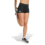 Short deportivo negro de mujer, marca Adidas, con logo blanco en la pierna izquierda.
