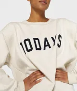 Suéter oversize negro con parche de fieltro con el logo de béisbol de 10DAYS en el pecho, cuello redondo de punto acanalado y puños y dobladillo de punto acanalado.