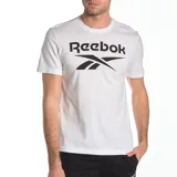 Remera blanca de algodón con logo Reebok negro estampado en el pecho.