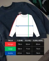 Buzo verde con efecto nevado, corte oversized y cuello redondo.