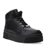 Championes tipo bota color negro, con plataforma y cordones.