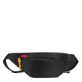 Riñonera negra con el logo del equipo de baloncesto Miami Heat en rojo y amarillo.