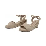 Sandalia negra con taco corrido de 6 cm de altura.