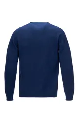 Cardigan color camel de cashmere 100% natural, con cuello en V y cierre frontal con botones.