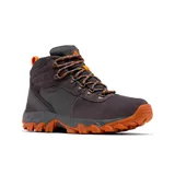 Bota de trekking Columbia Newton Ridge II, color marrón con detalles en negro y rojo. Fabricada en cuero y material sintético impermeable, con suela de goma Omni-Grip para mayor tracción.