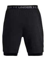 Short de running Under Armour Vanish Woven 2in1, color azul con calza interior celeste.