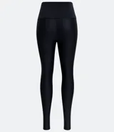 Calza legging deportiva negra con textura y brillo, de cintura alta.