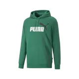 Buzo con capucha Puma ESS+ 2 Col Big Logo Hoodie FL, color verde con logo grande de Puma en el pecho.