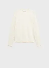 Jersey de punto fino color crudo, con cuello redondo y mangas largas.