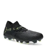Championes de fútbol Puma Future 8 Match FG/AG, color negro con detalles en verde.