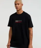 Remera negra de algodón con corte comfort, cuello redondo y mangas cortas. Estampa frontal y trasera con lettering "Inked Yokai".