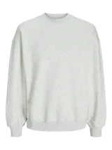 Buzo blanco jaspeado de manga larga con cuello redondo y corte holgado.