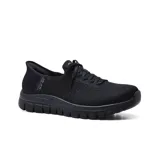 Zapatillas Skechers Hands Free Slip-ins Graceful - First Blush, color negro. Diseñadas con horma ancha, capellada de tejido Stretch Fit, cordones elásticos decorativos, plantilla Air-Cooled Memory Foam y Heel Pillow.