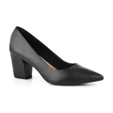 Zapato de vestir Usaflex modelo Praga, color negro, con punta fina y taco cuadrado.