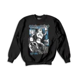 Buzo negro de algodón con estampa de robot estilo animé, con texto en japonés.