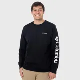 Buzo negro de cuello redondo con logo de Columbia estampado en el pecho. Puños y dobladillo acanalados.