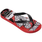 Ojotas Havaianas con estampado de Spiderman y logo de Marvel.