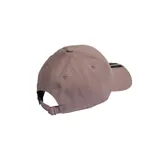 Gorra de béisbol Adidas color marrón claro con logo y tres rayas negras.