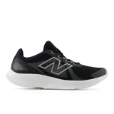 Championes New Balance 430 V4 para dama, color negro con logo plateado y suela blanca.