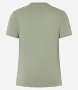 Remera básica de media malla color blanco, con cuello redondo y mangas cortas.