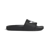 Sandalias Adidas Adilette unisex color negro con logo blanco. Diseño clásico de una sola pieza, ideales para uso casual y deportivo.