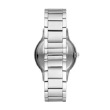 Reloj Emporio Armani de acero plateado con esfera negra, agujas plateadas y fechador a las 6.