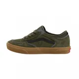 Zapatillas Vans Skate Rowley color verde oliva con detalles en negro y suela marrón.