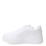 Championes Puma Rebound Femme Low, color blanco con detalles en gris claro y negro.