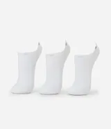Kit de tres pares de medias deportivas invisibles blancas de algodón.