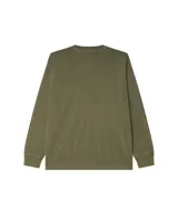 Remera manga larga color verde militar con cuello redondo y logo Obey bordado en el pecho.