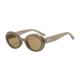 Lentes de sol unisex, color verde oliva, con forma ovalada y filtro UV400.