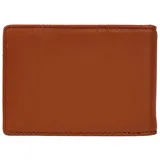 Billetera Caterpillar de cuero vegano color marrón oscuro, con doble pliegue, pinza para billetes y capacidad para 4 tarjetas de crédito.