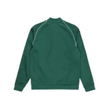 Campera deportiva Adidas Superstar de color verde con tres rayas blancas en las mangas y logo de Adidas bordado en el pecho.