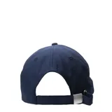 Gorra de béisbol azul marino con visera curva y ribete blanco. Logotipo de Umbro bordado en blanco en el frente.