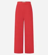 Pantalón wide leg de viscosa color marrón chocolate, con cintura alta, elástico en la espalda y cierre lateral.