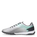 Championes Topper Stingray III Mach unisex, plateados con detalles en verde y gris, ideales para fútbol 5.