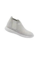 Botín Chelsea de lana merino color gris claro con suela blanca de EVA.