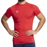 Remera térmica negra de hombre con corte ajustado y manga corta, confeccionada en poliéster y elastano.