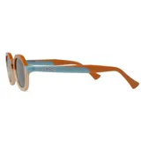 Lentes de sol Mr Boho modelo El Patio, con montura redonda de acetato color naranja, beige y celeste, y lentes grises.