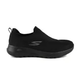 Championes Skechers GOwalk Joy sin cordones, color negro, con capellada de tejido técnico, plantilla Air-Cooled Goga Mat y entresuela acolchada 5GEN.