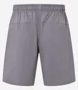 Bermuda deportiva gris de microfibra con cintura elástica ajustable con cordón y bolsillos laterales con cremallera.