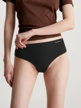 Colaless negro de talle alto Calvin Klein, confeccionado en microfibra elástica sin costuras, con logo en la cintura y refuerzo de algodón.