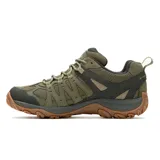 Zapatillas de senderismo Merrell Accentor 3, color verde oliva con detalles en marrón oscuro y suela marrón.