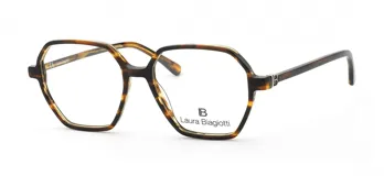 Armazón para lentes Laura Biagiotti modelo 48 col HA, con forma geométrica y diseño carey.